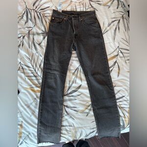 Levi’s 501 Off Black Raw Hem Straight cut Jeans 27W 32L